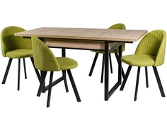 Обеденная группа стол и 4 стула (древпром) зеленый 200x76x75 см. Линоторг