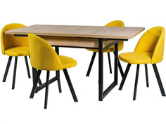Обеденная группа стол и 4 стула (древпром) желтый 200x76x75 см. Линоторг