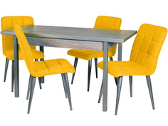 Обеденная группа стол и 4 стула (древпром) желтый 140x75x68 см. Линоторг
