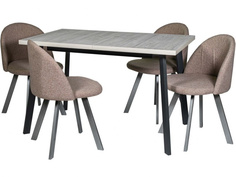 Обеденная группа стол и 4 стула (древпром) коричневый 160x75x75 см. Линоторг