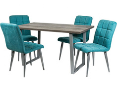 Обеденная группа стол и 4 стула (древпром) голубой 130x75x75 см. Линоторг