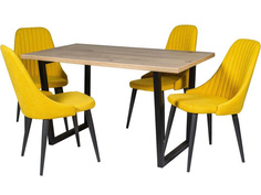 Обеденная группа стол и 4 стула (древпром) желтый 130x75x75 см. Линоторг