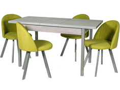 Обеденная группа стол и 4 стула (древпром) зеленый 140x75x68 см. Линоторг