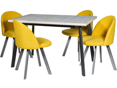Обеденная группа стол и 4 стула (древпром) желтый 160x75x75 см. Линоторг