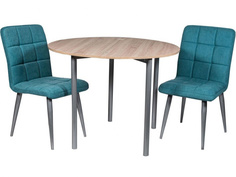 Обеденная группа стол и 2 стула (древпром) голубой 100x75x50 см. Линоторг