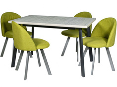 Обеденная группа стол и 4 стула (древпром) зеленый 160x75x75 см. Линоторг