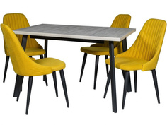 Обеденная группа стол и 4 стула (древпром) желтый 160x75x75 см. Линоторг