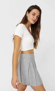 Stradivarius Юбка В Складку Пестро-Серый Xs