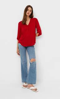 Stradivarius Рубашка С Рукавами 3/4. Красный Xs
