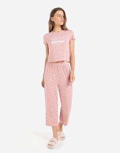 Розовые пижамные брюки-кюлоты с цветочным принтом Gloria Jeans