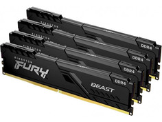 Модуль памяти Kingston Fury Beast Black DDR4 DIMM 3600Mhz PC28800 CL17 - 32Gb Kit (4x8Gb) KF436C17BBK4/32