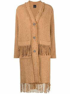 PINKO однобортное пальто с бахромой