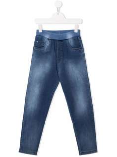 Versace Kids прямые джинсы с эффектом потертости и логотипом