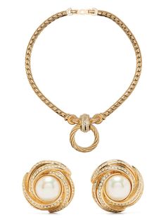 Christian Dior комплект 1970-х годов из колье и серег со стразами