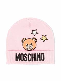 Moschino Kids шапка бини с логотипом и вышивкой