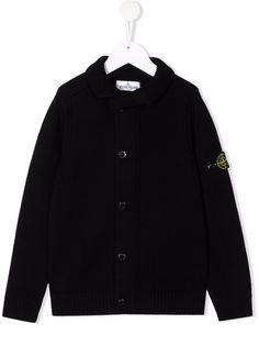 Stone Island Junior кардиган крупной вязки с нашивкой-логотипом