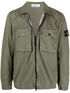 Stone Island куртка-рубашка на молнии с нашивкой-логотипом