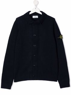 Stone Island Junior кардиган крупной вязки с нашивкой-логотипом