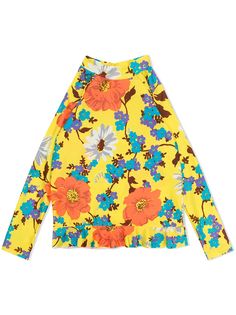 ZIMMERMANN Kids блузка с оборками и цветочным принтом