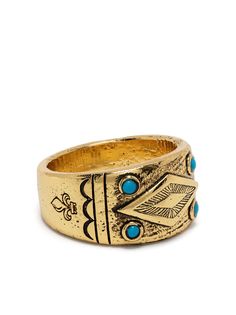 Nialaya Jewelry кольцо из позолоченного серебра с бирюзой