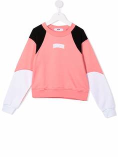 MSGM Kids толстовка в стиле колор-блок с логотипом