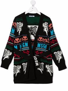 MSGM Kids кардиган с поясом