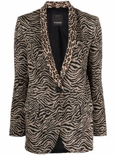 PINKO однобортный блейзер с зебровым принтом
