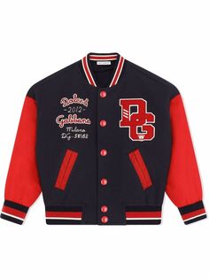 Dolce & Gabbana Kids бомбер с нашивкой-логотипом