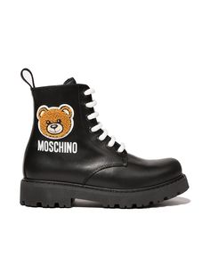 Moschino Kids ботинки на шнуровке с нашивкой Teddy