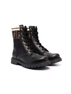Fendi Kids ботинки на шнуровке с логотипом FF