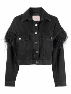 TWINSET джинсовая куртка с перьями
