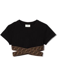 Fendi Kids укороченная футболка с логотипом