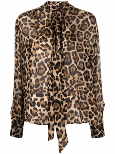 Blumarine рубашка с завязками и леопардовым принтом