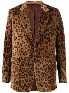 ETRO бархатный пиджак с леопардовым принтом