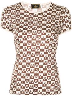 Fendi Pre-Owned рубашка в клетку с логотипом