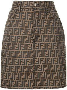 Fendi Pre-Owned джинсовая юбка с узором Zucca