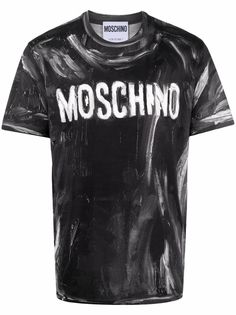 Moschino футболка с эффектом разбрызганной краски и логотипом