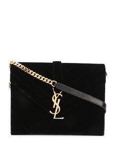 Yves Saint Laurent Pre-Owned клатч Chevron с декором YSL