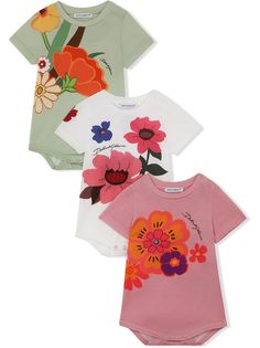 Dolce & Gabbana Kids комплект из трех боди с цветочным принтом