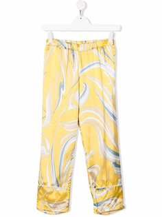 Emilio Pucci Junior атласные брюки с абстрактным принтом