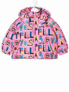 Stella McCartney Kids пуховик на молнии с логотипом