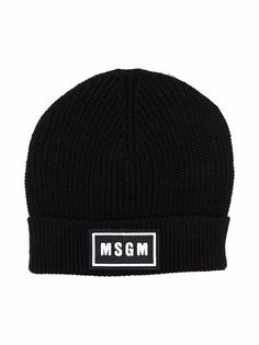 MSGM Kids шапка бини с нашивкой-логотипом