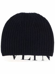 Valentino шапка бини в рубчик с логотипом