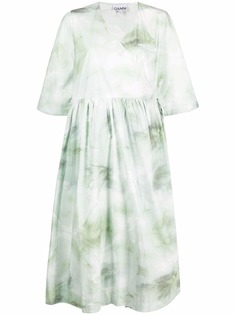 GANNI платье миди с запахом и принтом