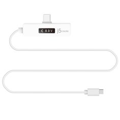 Кабель j5create USB-C 2.0 to USB-C Right Angle With OLED Dynamic Power Meter (белый)