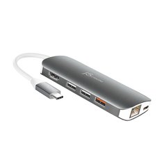 Переходник j5create USB-C Multi Adapter-HDMI / VGA/ Ethernet / USB 3.1 / PD 3.0 / Memory Card Reader / Writer (серый)