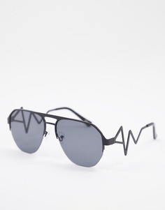 Черные солнцезащитные очки с отделкой на оправе Jeepers Peepers-Черный цвет