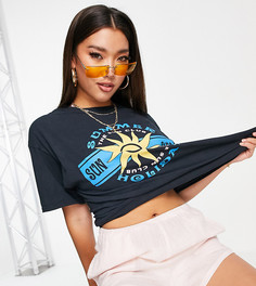 Эксклюзивная черная oversized-футболка с принтом "Summer Sun" New Girl Order-Черный цвет