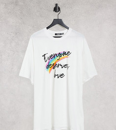 Белая футболка с надписью "Everyone Deserves Love" Missguided Plus-Белый