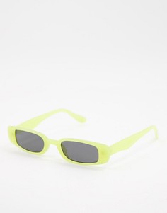 Узкие солнцезащитные очки в прямоугольной оправе лаймового цвета Skinnydip-Зеленый цвет